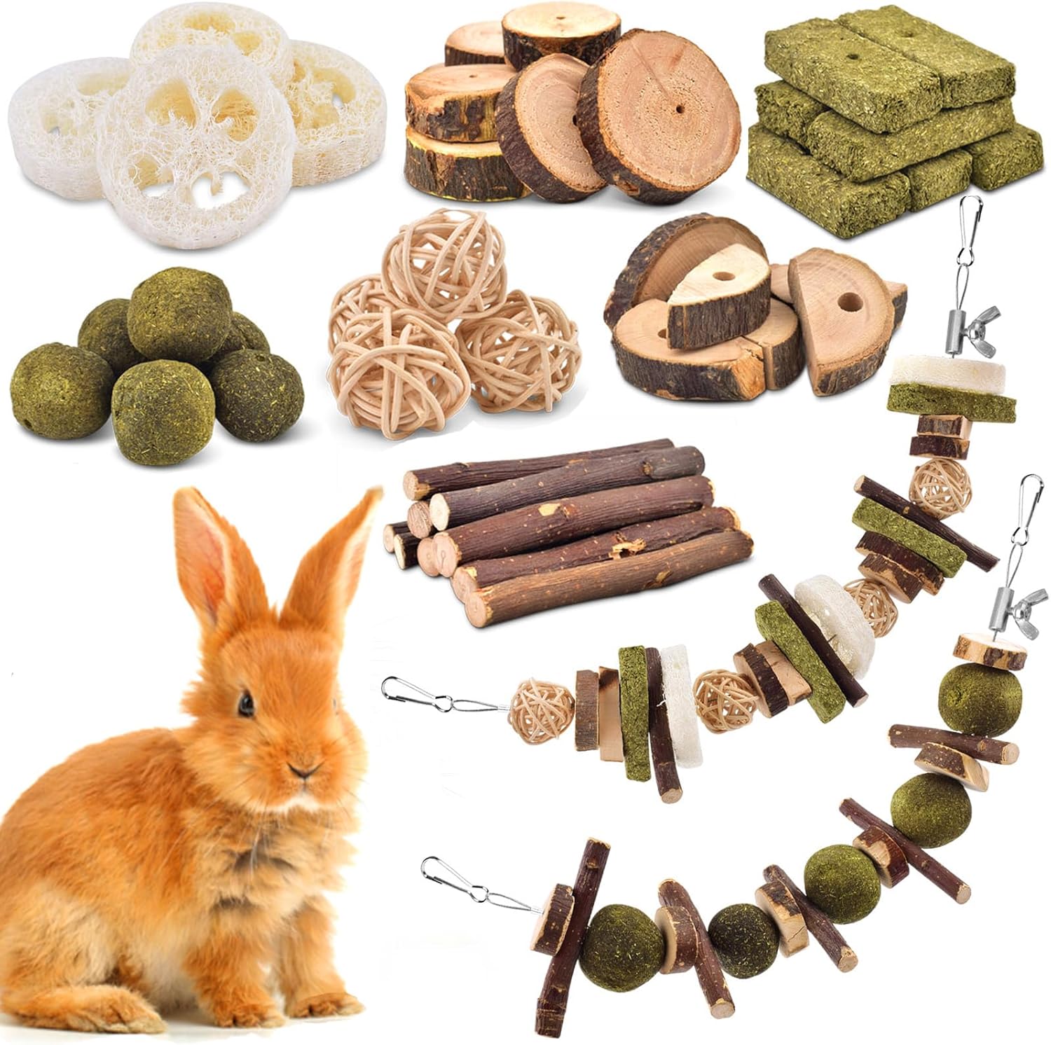 Rabbit chew set for dental health and fun, ideal dropshipping pet products.