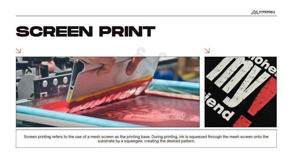A picture shows how screen print works