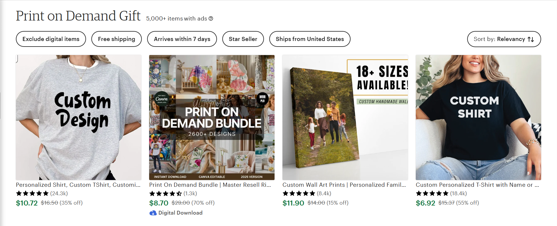 Print on demands products to dropship during BFCM