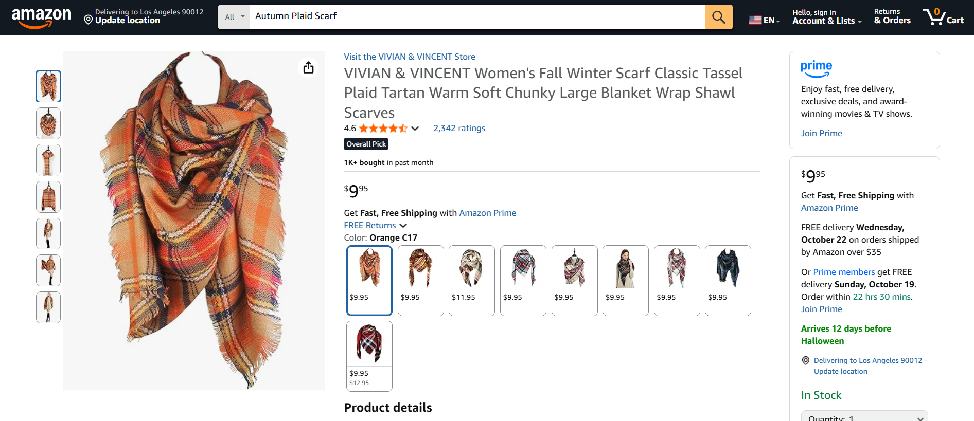 Thanksgiving dropshipping product autumn plaid scarf for seasonal fashion