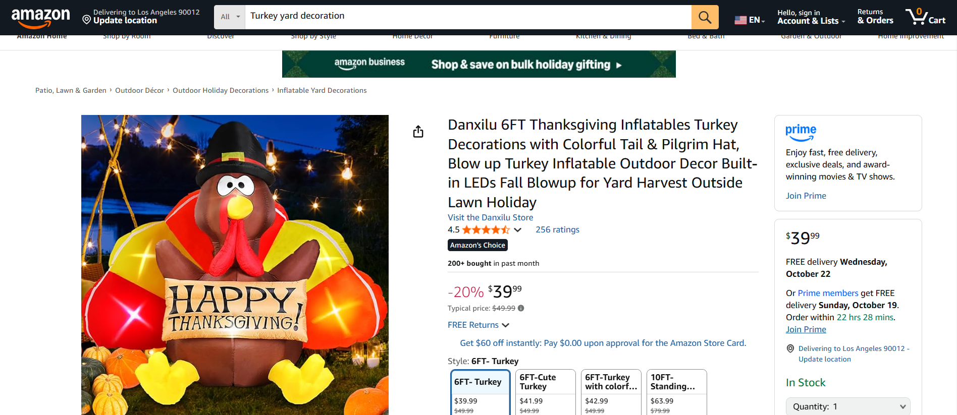 Thanksgiving dropshipping product inflatable turkey yard decoration for outdoor decor
