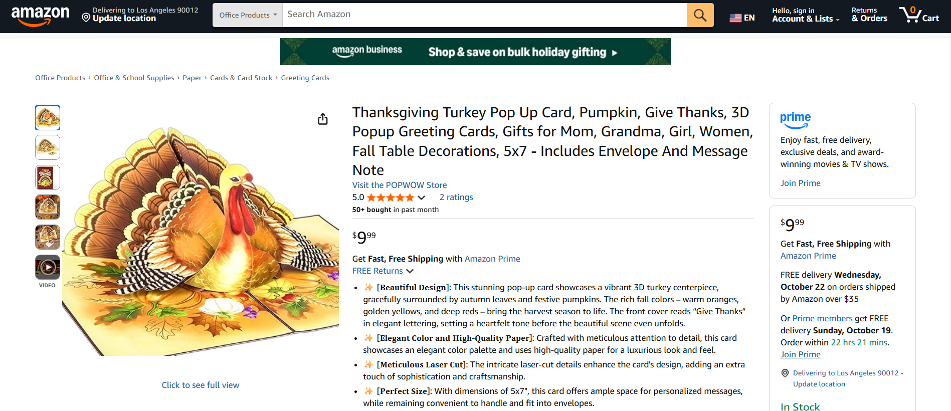 Thanksgiving dropshipping product 3D pop-up greeting cards for holiday gifting