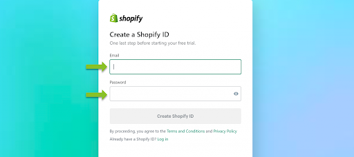 create a shopify account